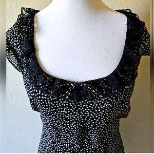 Reformation Sade Mini Dress in black and white floral print